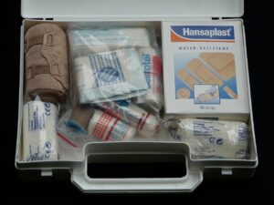 first aid kit, help, suitcase